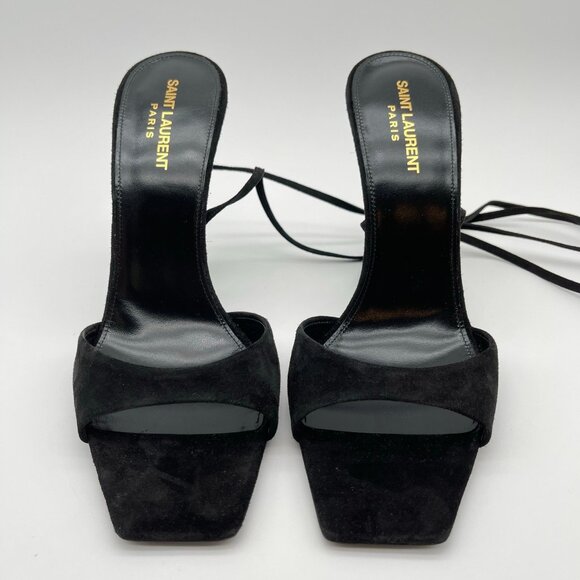 SAINT LAURENT | Vitti Sandal in Nero & Hope Green Black Suede - Picture 4 of 13